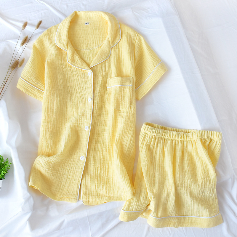 The Nadia Short - 100% Muslin Cotton Pajama Set Yellow