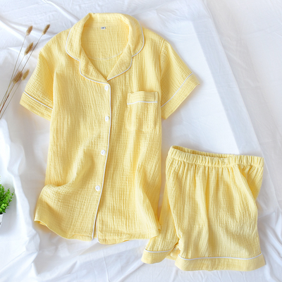 The Nadia Short - 100% Muslin Cotton Pajama Set Yellow